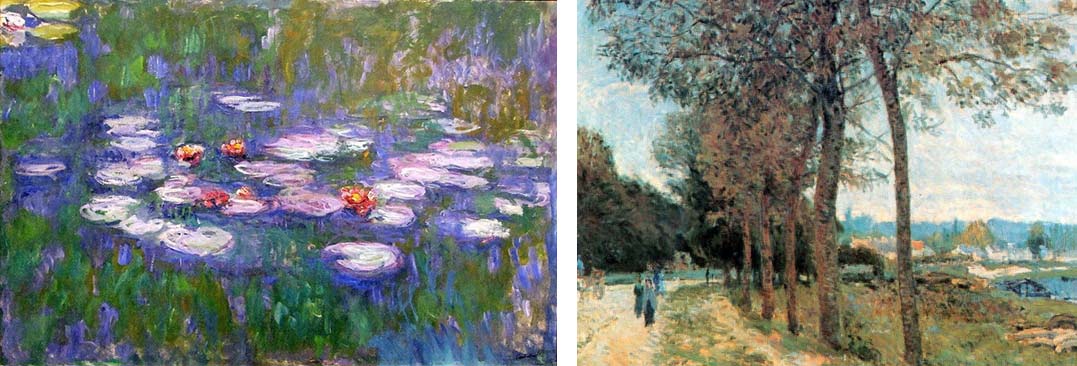 A painting by Monet and a painting by someone else